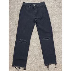 Princess Polly Women's Raw Hem Distress High Waist Punk Western Jeans Black 6